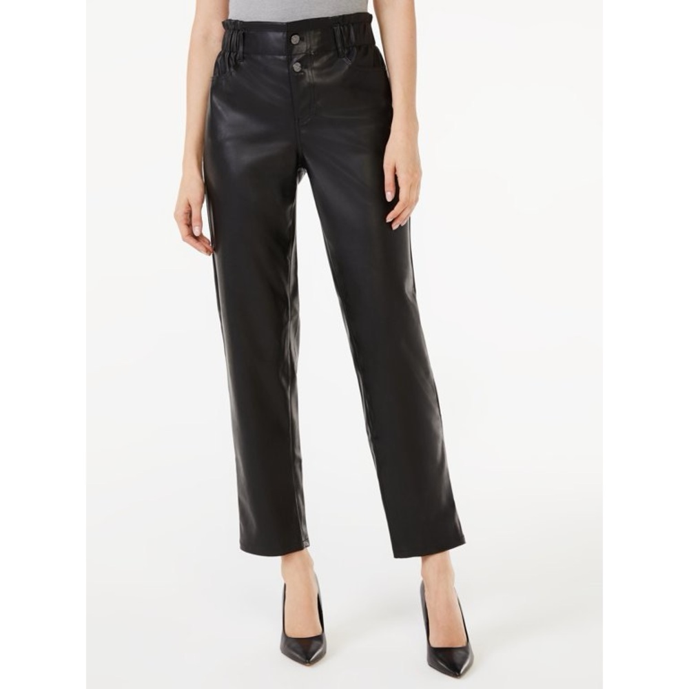 Scoop Women's Elastic Waist Straight Ankle Crop Jeans